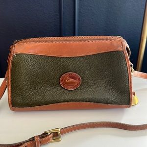 Dooney & Burke Crossbody Adjustable Bag Olive Green and tan/brown leather trim